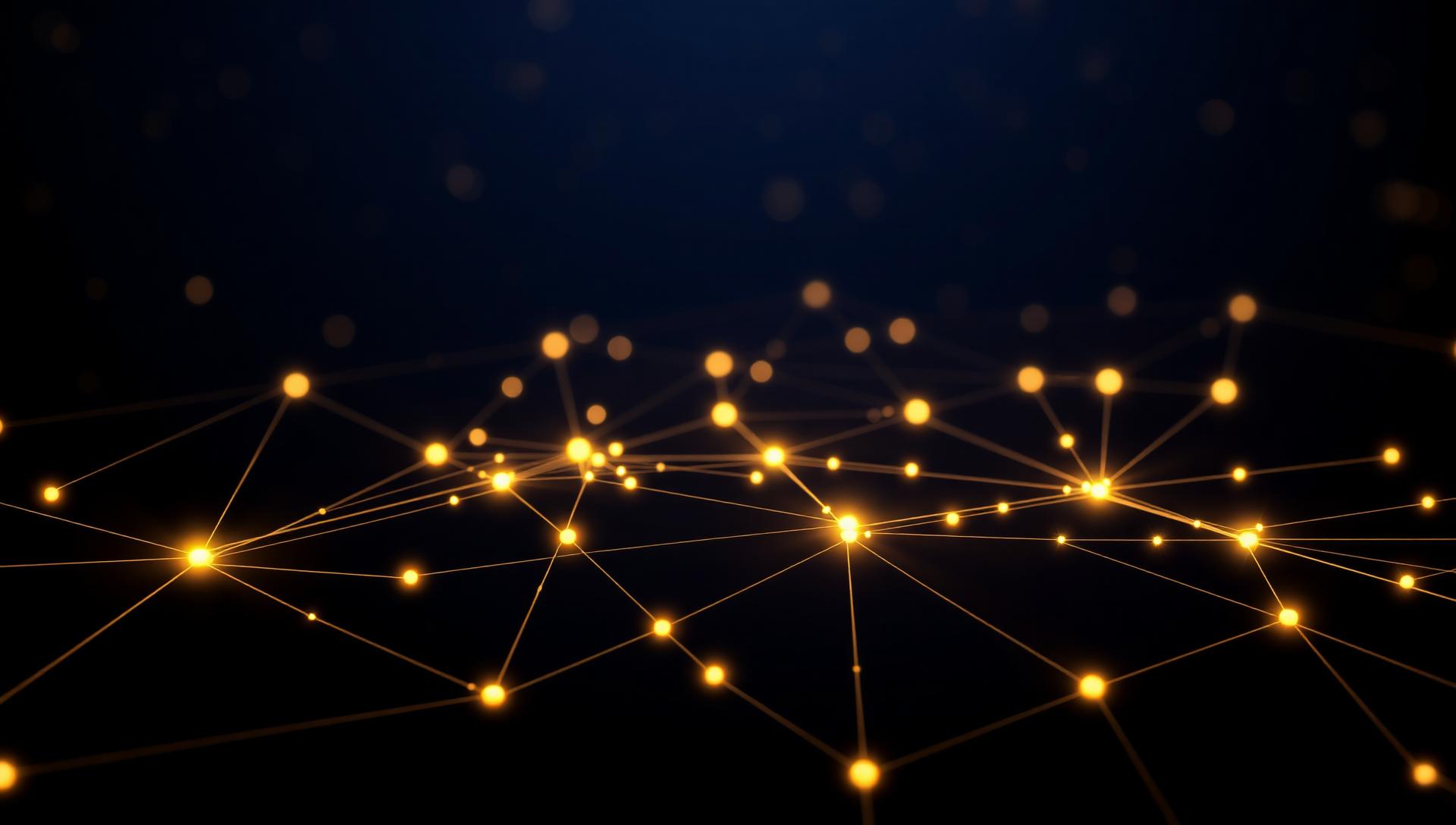 An abstract constellation of connected points of light
